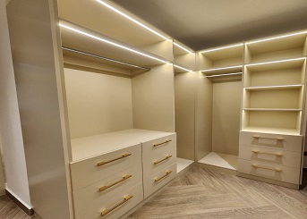 Wardrobe kitchen and washrooms